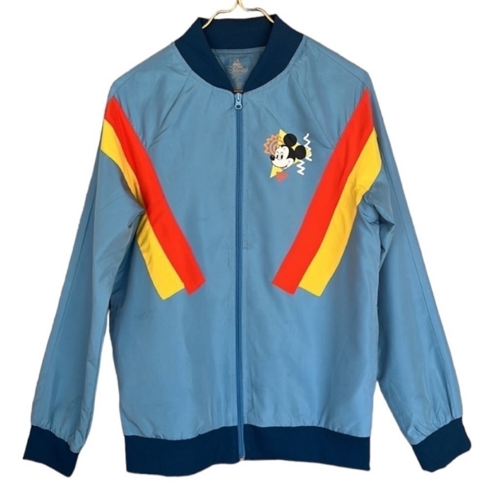 Disney Mickey Mouse Retro Windbreaker Jacket Blue Stripe Small - Picture 9 of 10